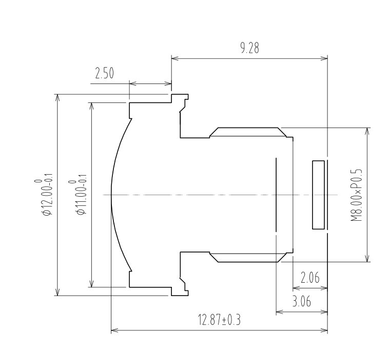 1.45mm M8 렌즈 도면