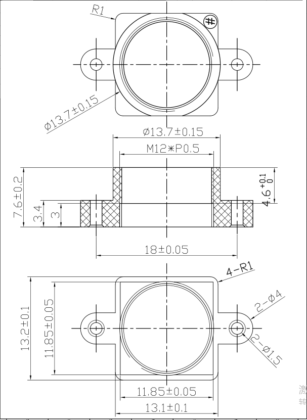 M12 렌즈 홀더 레이아웃